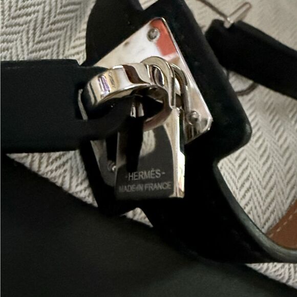 HERMES Authentic O'Kelly Black Swift leather double wrap bracelet w silver NWOT - Picture 3 of 11